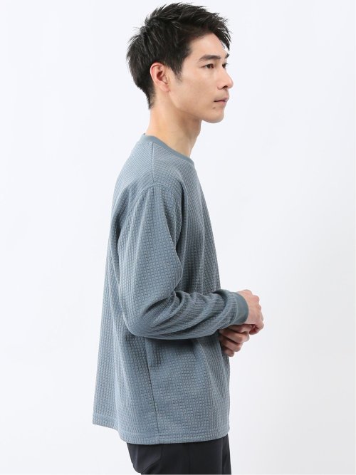 ブロックジャガード クルーネック長袖Tシャツ