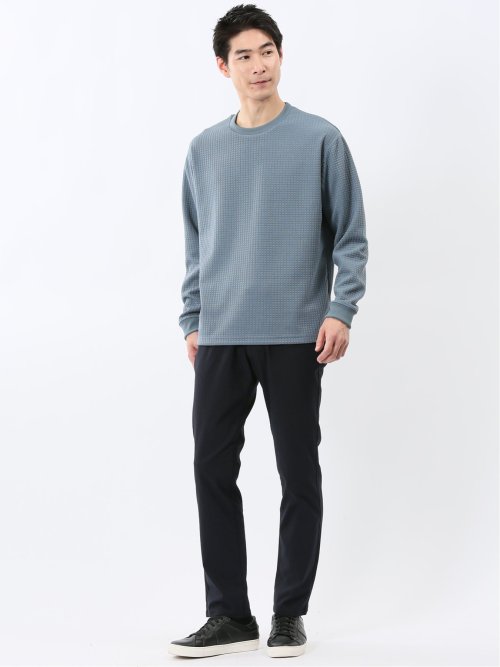 ブロックジャガード クルーネック長袖Tシャツ