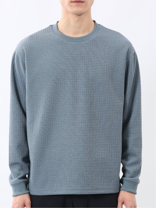 ブロックジャガード クルーネック長袖Tシャツ