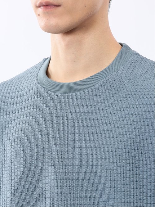ブロックジャガード クルーネック長袖Tシャツ