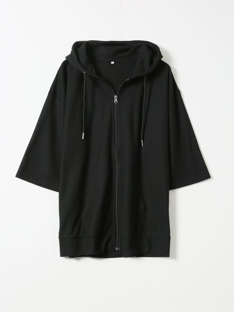 パーカー メンズ 半端袖 ドライ 軽量 ややゆったり フルジップ 羽織り ハニカム メッシュ カウラ/Kaule
