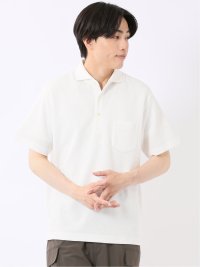 ビズポロ ポロシャツ メンズ 半袖 ワイドカラー 半袖 綿混 ハニカム 