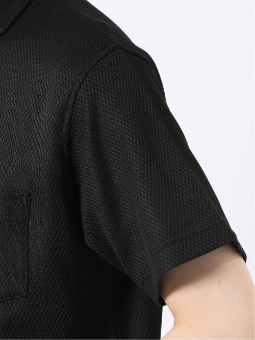 綿混 ハニカム ジャガード ワイドカラー 半袖 ビズポロ ポロシャツ クールビズ メンズ