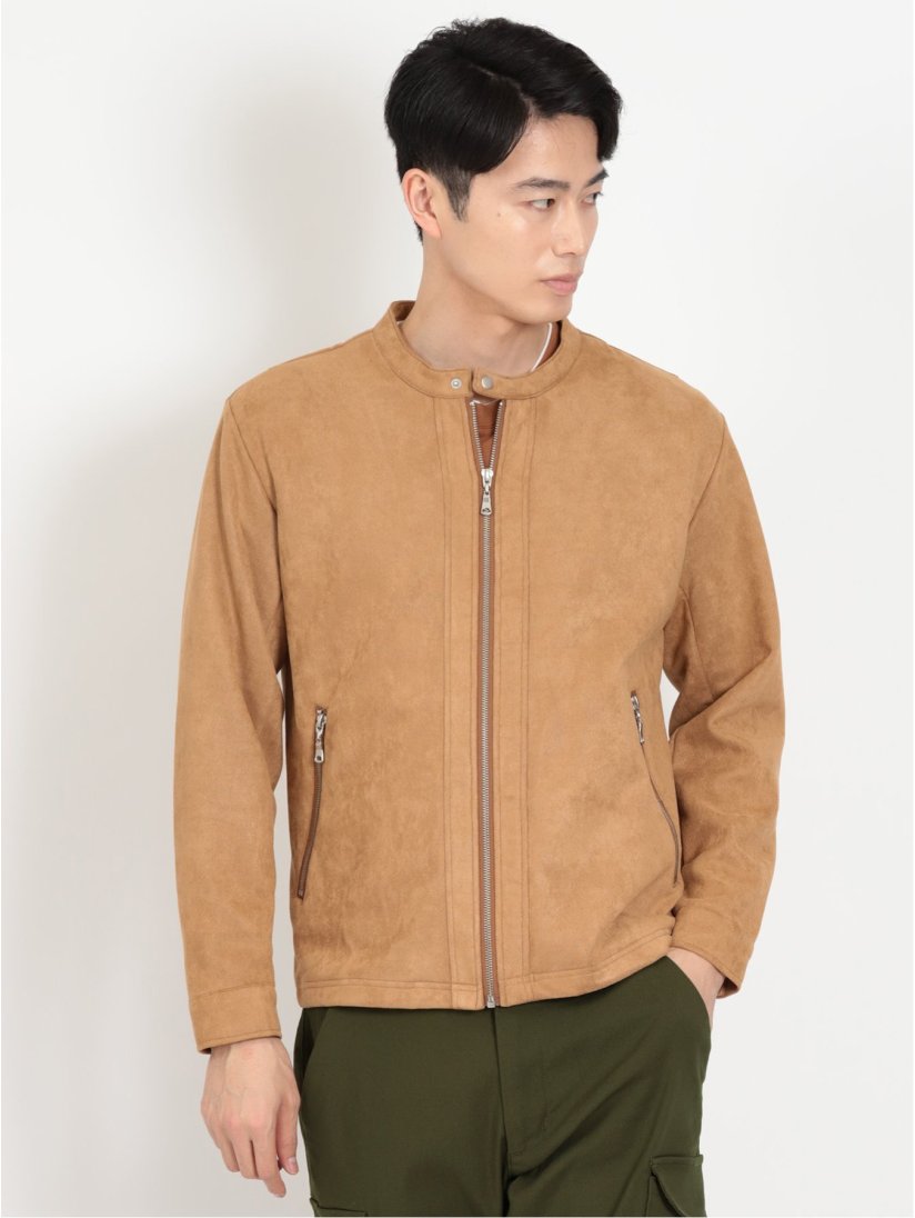 フェイクスエード シングルライダース(M 34キャメル): トップス  