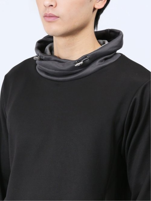 配色切替 裏シャギー クロスネック長袖プルオーバー