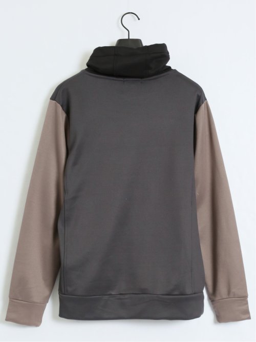 配色切替 裏シャギー クロスネック長袖プルオーバー