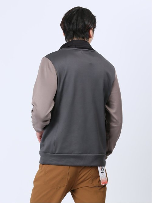 配色切替 裏シャギー クロスネック長袖プルオーバー