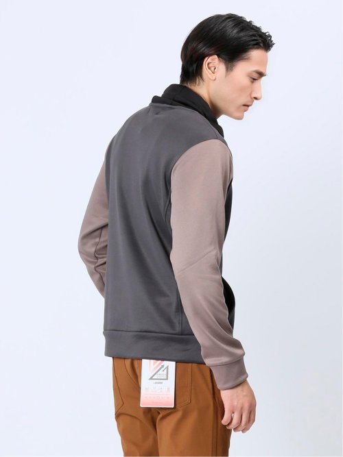 配色切替 裏シャギー クロスネック長袖プルオーバー