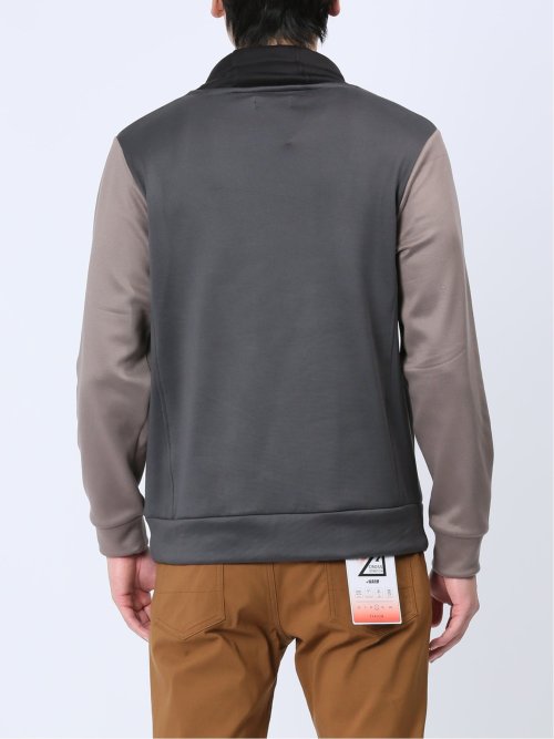 配色切替 裏シャギー クロスネック長袖プルオーバー