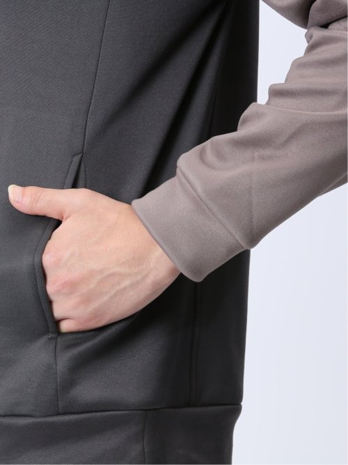 配色切替 裏シャギー クロスネック長袖プルオーバー