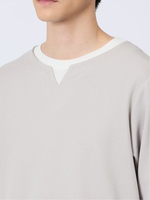 さまになる 鹿の子ポンチ キーネック長袖Tシャツ