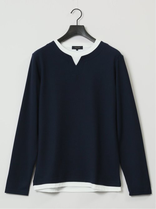 さまになる 鹿の子ポンチ キーネック長袖Tシャツ