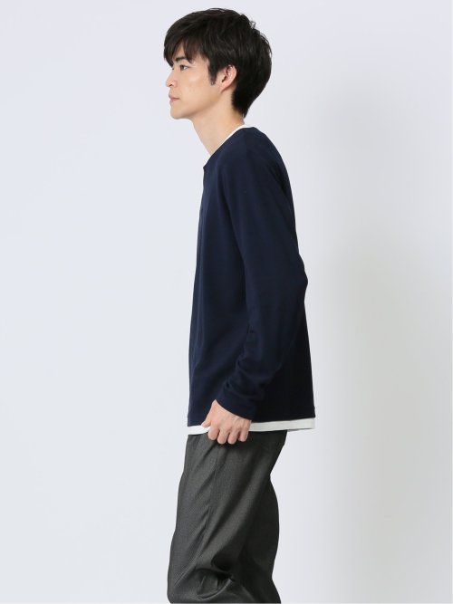 さまになる 鹿の子ポンチ キーネック長袖Tシャツ