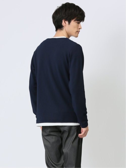 さまになる 鹿の子ポンチ キーネック長袖Tシャツ