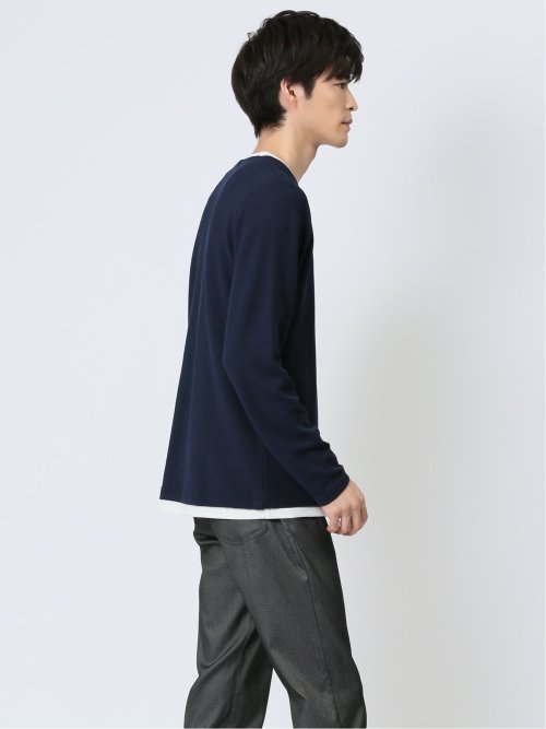 さまになる 鹿の子ポンチ キーネック長袖Tシャツ