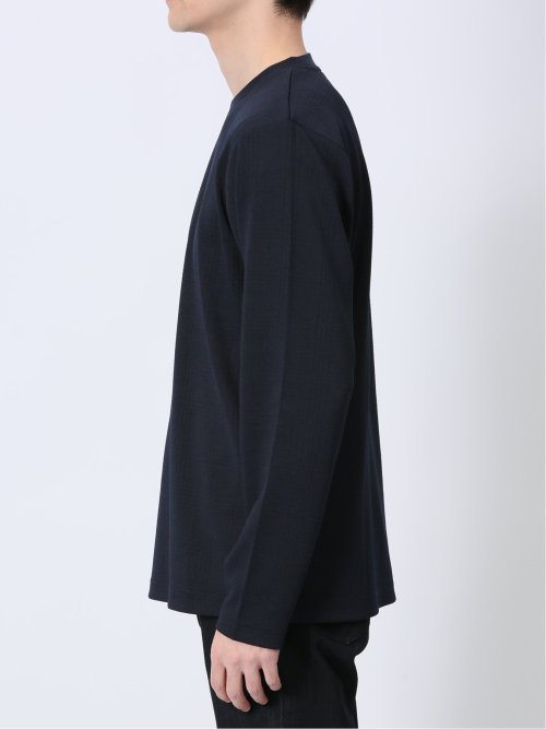 ふくれチェックジャガード クルーネック長袖Tシャツ