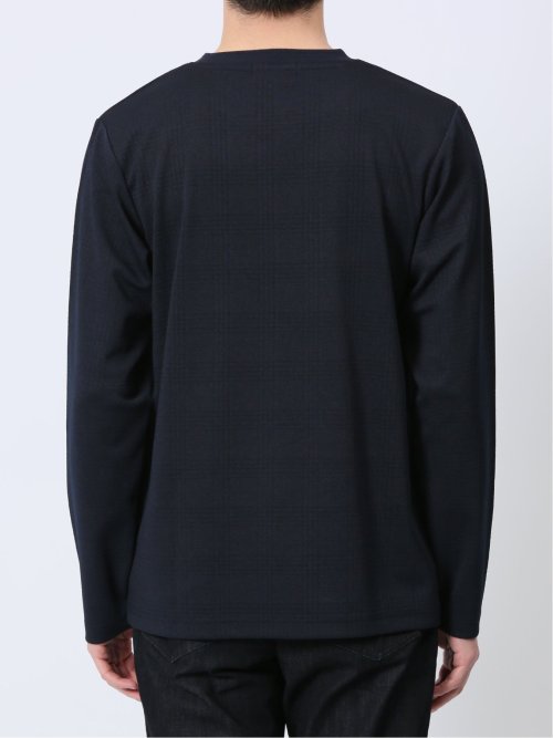 ふくれチェックジャガード クルーネック長袖Tシャツ
