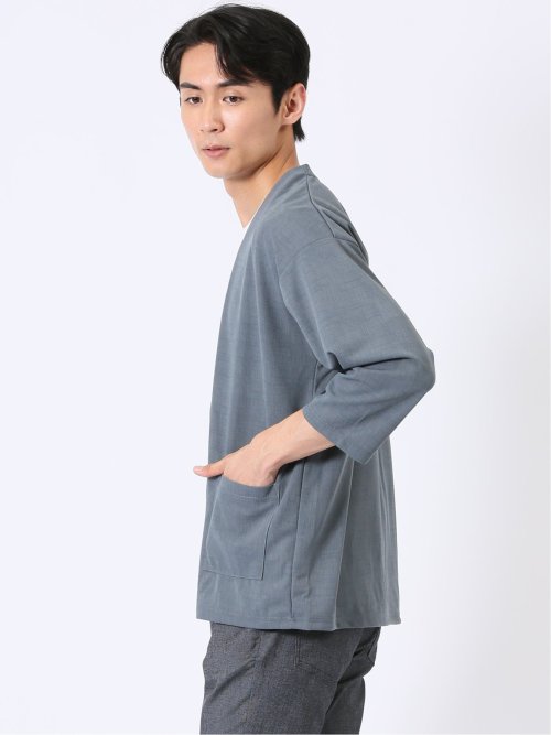 アンサンブル 2枚 セット メンズ 7分袖 カーディガン & 半袖 Tシャツ ややゆったり カウラ/Kaule