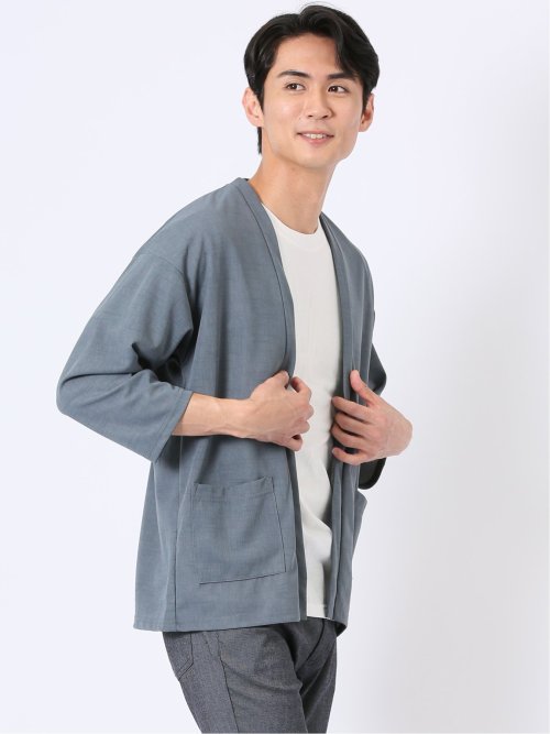 アンサンブル 2枚 セット メンズ 7分袖 カーディガン & 半袖 Tシャツ ややゆったり カウラ/Kaule