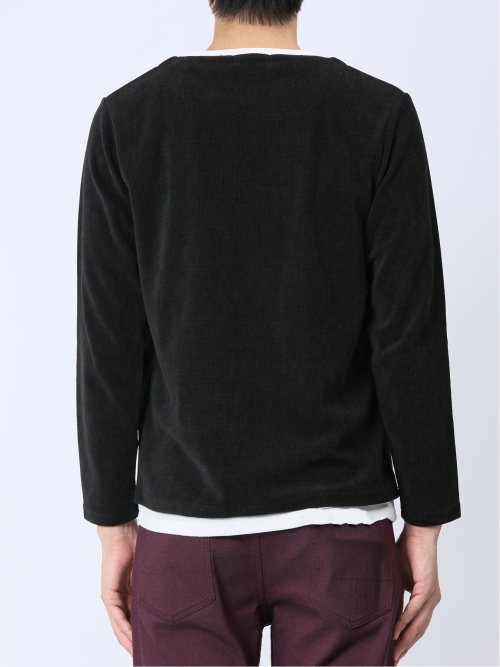 さまになる フェイクレイヤード キーネック長袖Tシャツ