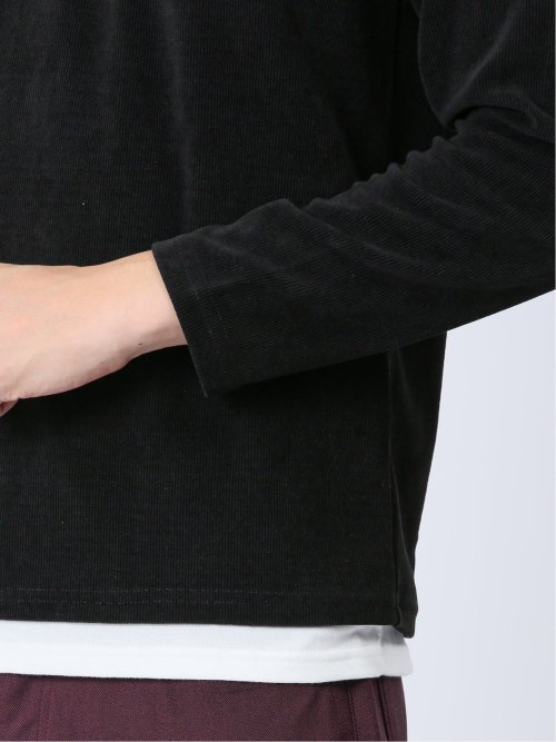 さまになる フェイクレイヤード キーネック長袖Tシャツ