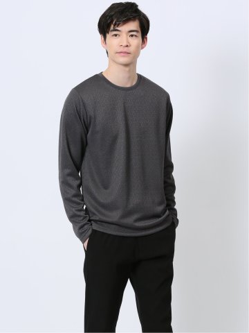 ジオメトリックジャガード クルーネック長袖Tシャツ