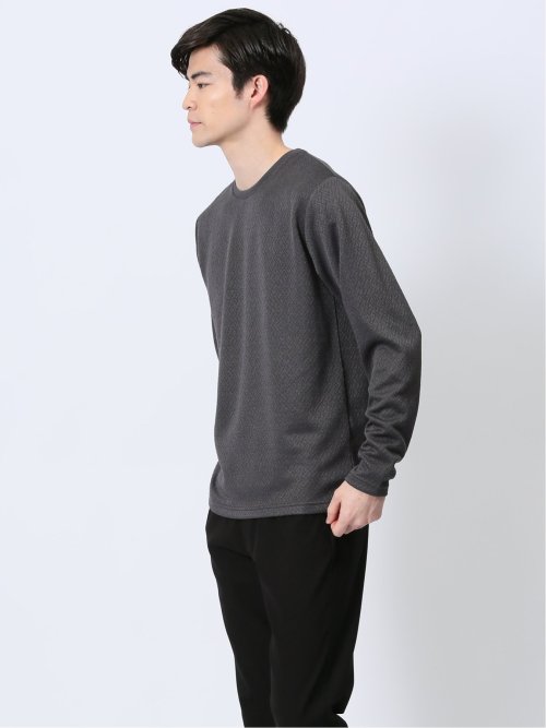 ジオメトリックジャガード クルーネック長袖Tシャツ