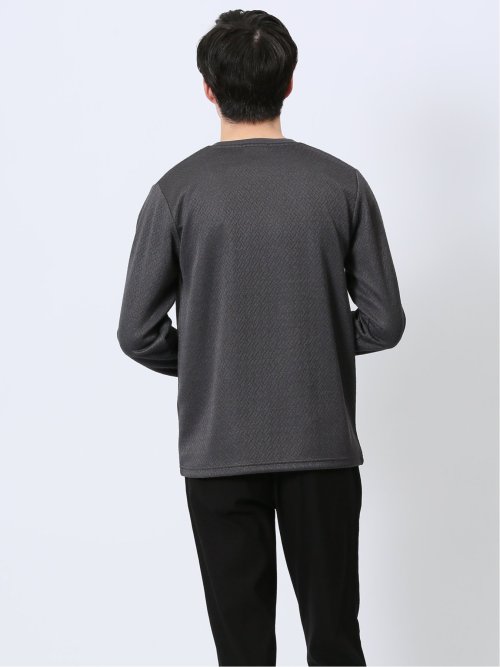 ジオメトリックジャガード クルーネック長袖Tシャツ
