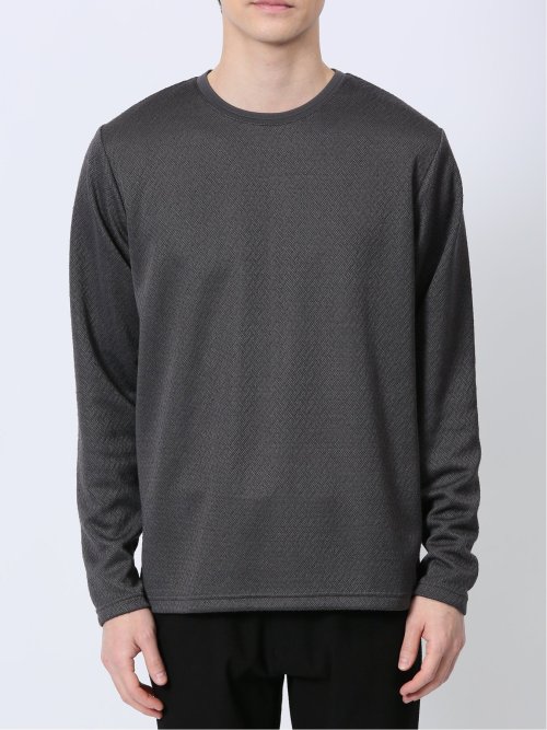 ジオメトリックジャガード クルーネック長袖Tシャツ