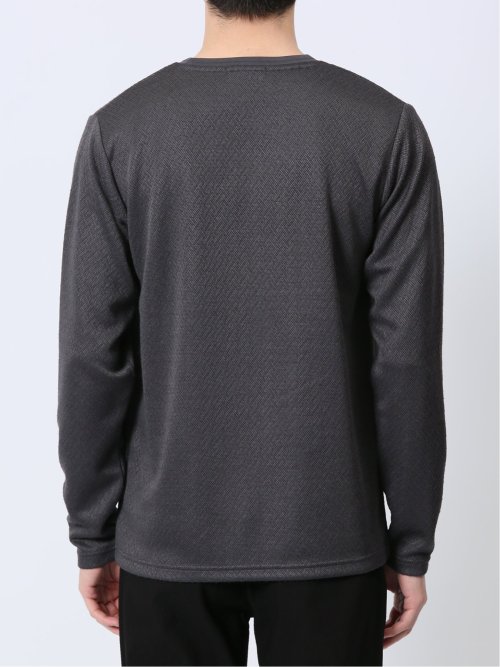 ジオメトリックジャガード クルーネック長袖Tシャツ