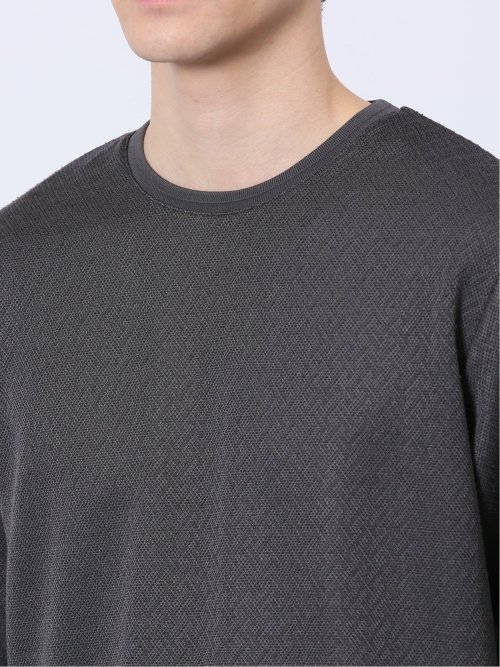 ジオメトリックジャガード クルーネック長袖Tシャツ