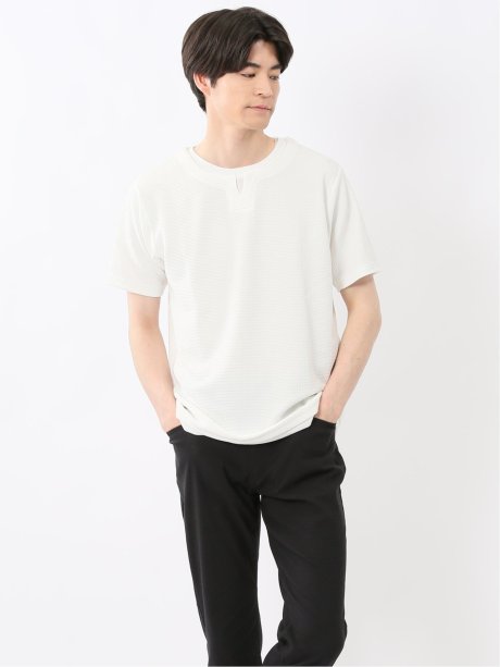 ドライワッフル キーネック半袖Tシャツ