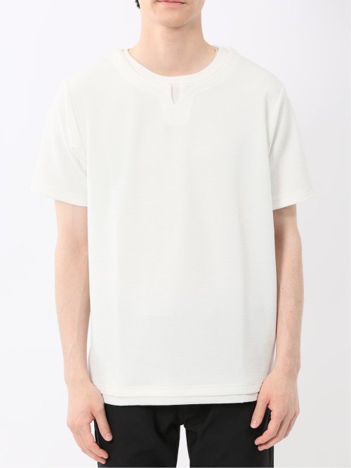 ドライワッフル キーネック半袖Tシャツ