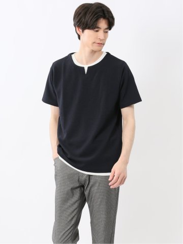 ドライワッフル キーネック半袖Tシャツ