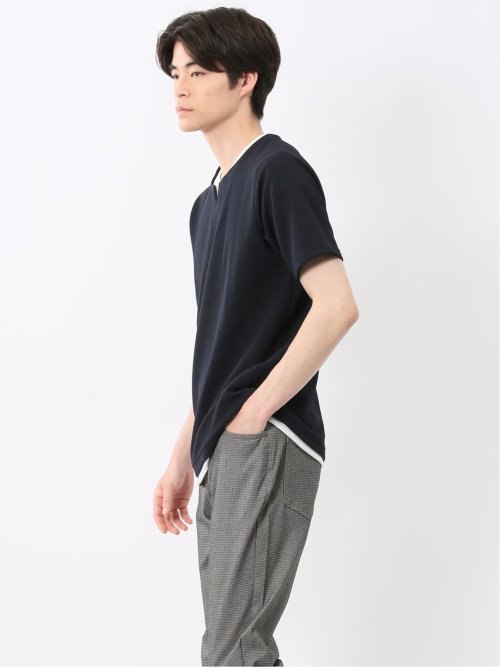 ドライワッフル キーネック半袖Tシャツ