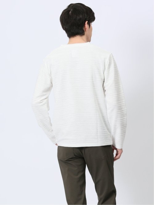 タックジャガード Vネック長袖Tシャツ
