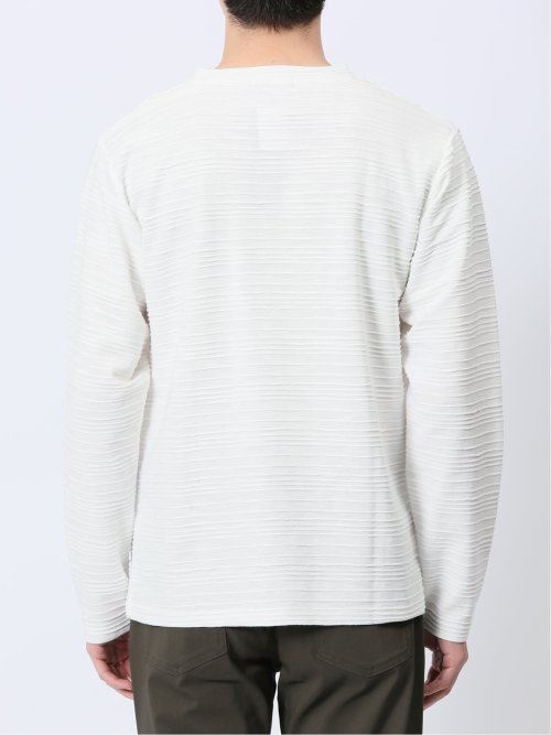 タックジャガード Vネック長袖Tシャツ