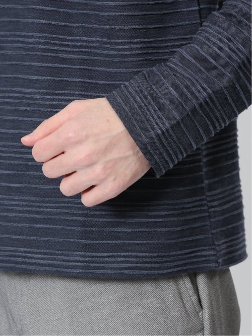 タックジャガード Vネック長袖Tシャツ