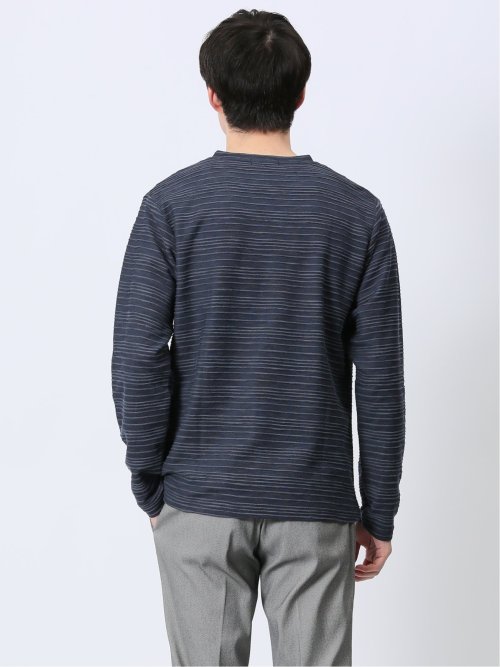 タックジャガード Vネック長袖Tシャツ