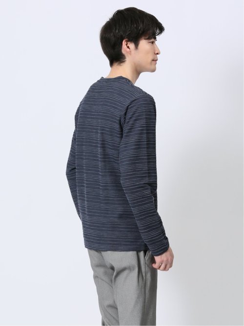 タックジャガード Vネック長袖Tシャツ