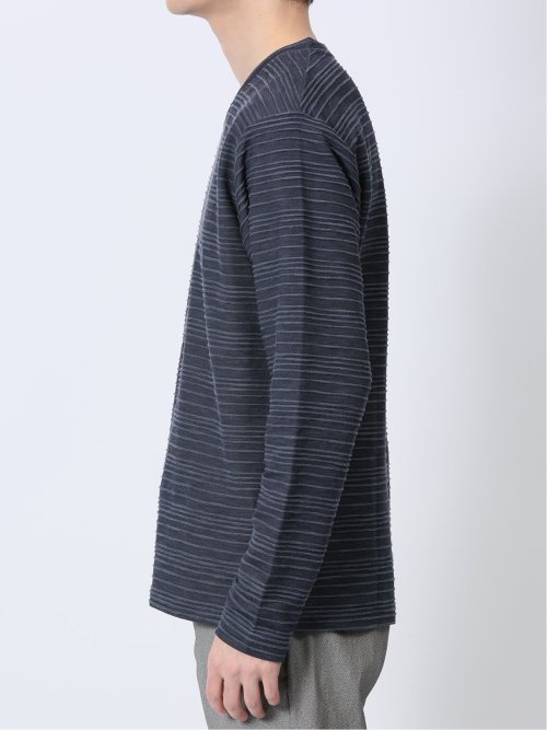 タックジャガード Vネック長袖Tシャツ