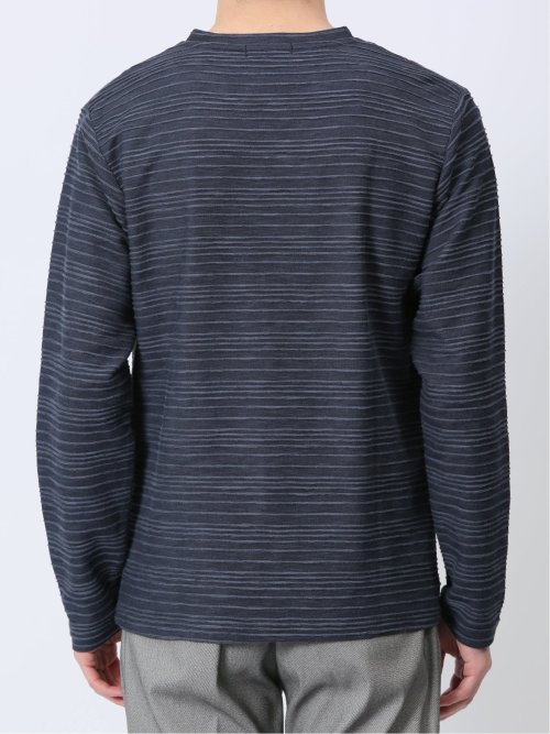 タックジャガード Vネック長袖Tシャツ