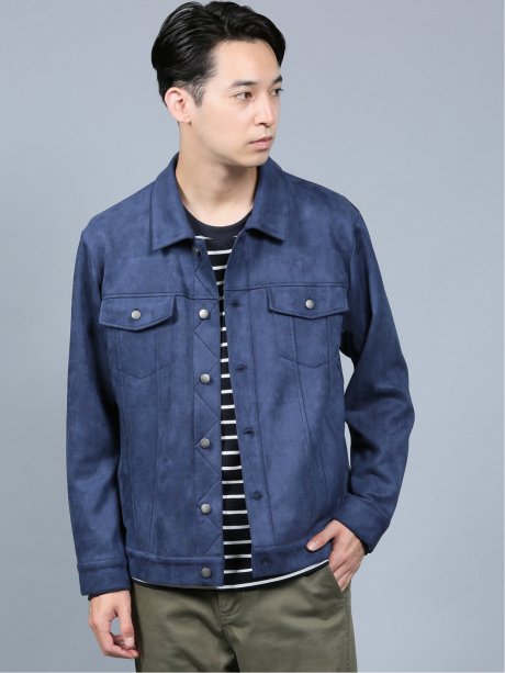 ストレッチ フェイクスエード トラッカージャケット