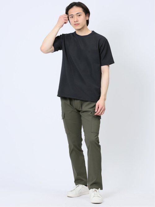 ジャガードケーブル クルーネック5分袖Ｔシャツ