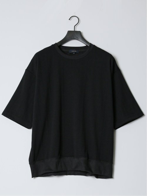 ジャガードケーブル クルーネック5分袖Ｔシャツ