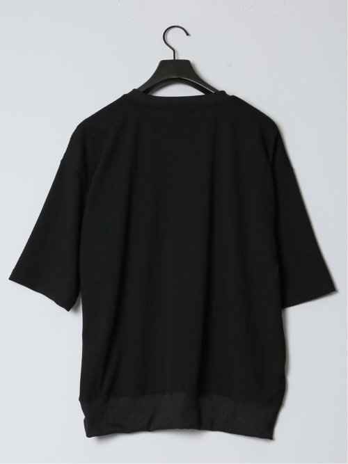 ジャガードケーブル クルーネック5分袖Ｔシャツ