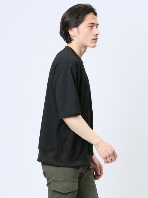 ジャガードケーブル クルーネック5分袖Ｔシャツ