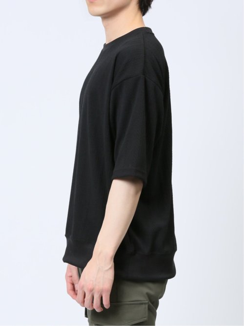 ジャガードケーブル クルーネック5分袖Ｔシャツ