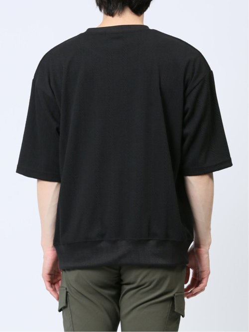 ジャガードケーブル クルーネック5分袖Ｔシャツ