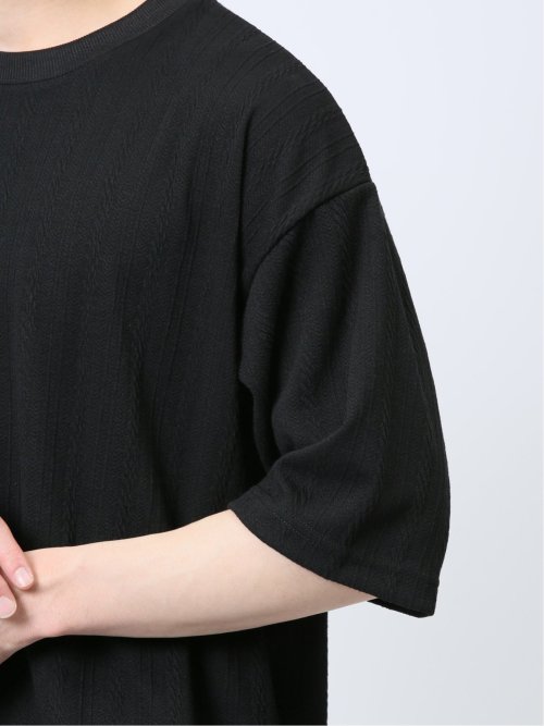 ジャガードケーブル クルーネック5分袖Ｔシャツ